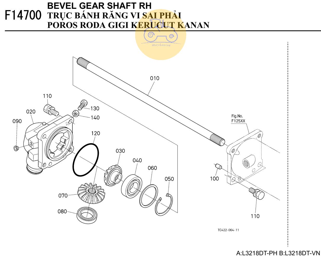 Trục bánh răng vi sai phải